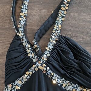 Glamorous Black Sequin Halter Dress